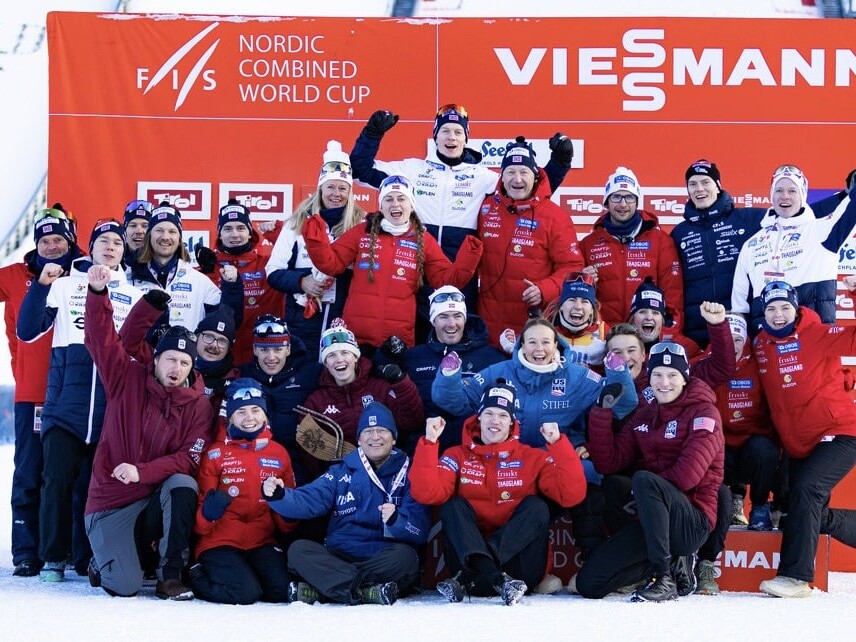 Kombinertlandslaget jubler etter sterk prestasjon under World Cup-trippelen i Seefeld 30. jan - 1. feb 2026.